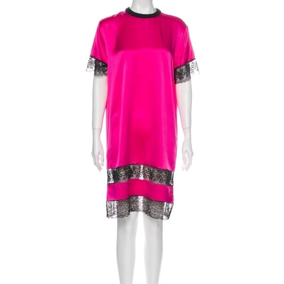 Givenchy Pink Silk Dress With Black Lace - Picture 1 of 3